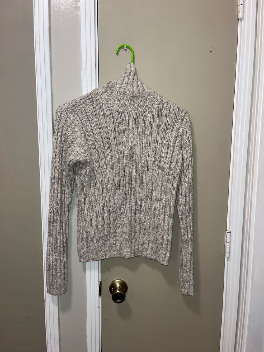 Ribbed Cowl Neck Sweater - Cream Heather